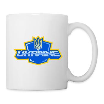 Ukraine Logo Unterstützung Wappen gelb blau - Tasse - Weiß - Rechts