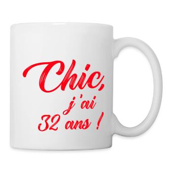 anniversaire chic j'ai 32 ans ! rouge - Mug blanc - blanc - Droite