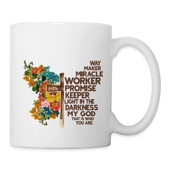 Schmetterling Blume Motivationsspruch Spruch Frau - Tasse - Weiß - Rechts