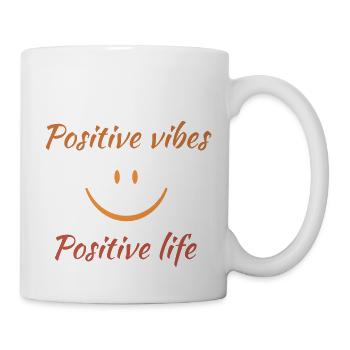 Des ondes positives. Une vie positive. - Mug blanc - blanc - Droite