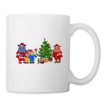 Weihnachten Nilpferd Hippo Geschenkidee Weihnacht - Tasse - Weiß - Rechts
