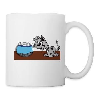 katze aquarium cat kinder kids baby aquarium fisch - Tasse - Weiß - Rechts