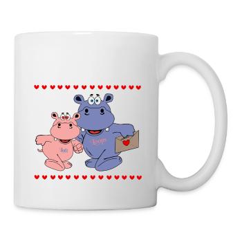 valentistag lettre hippo hippopotame amour chers enfants - Mug blanc - blanc - Droite