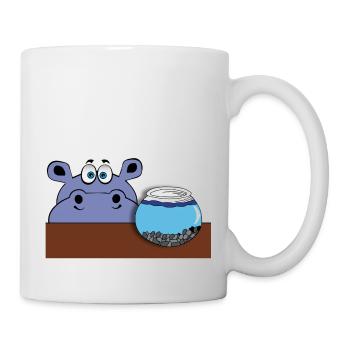 hippo nilpferd fisch aquarium glas goldfisch tier - Tasse - Weiß - Rechts