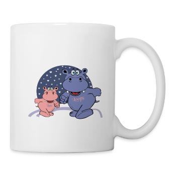 deux hippopotames dans la neige avec des cœurs - Mug blanc - blanc - Droite