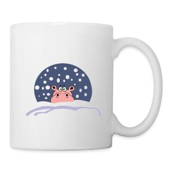 schnee hippo nilpferd weihnachten winter santa - Tasse - Weiß - Rechts