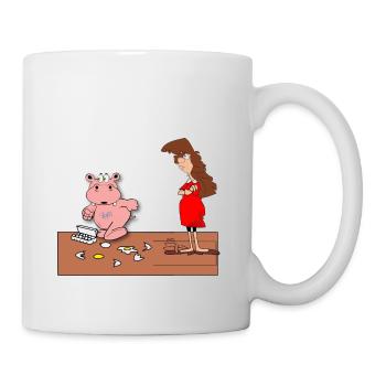 mama nilpferd haushalt alltag kaputt eier genervt - Tasse - Weiß - Rechts