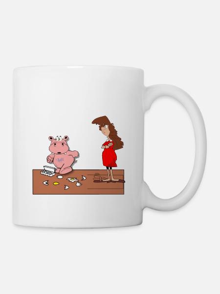 mama hippo household everyday life broken eggs annoyed - Mug - white