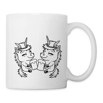 Einhorn Team Bier Anstoßen - Tasse - Weiß - Rechts