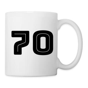Zahl 70 - Geburtstag - Trikotnummer - Tasse - Weiß - Rechts