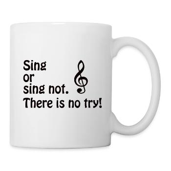 Sing or sing not. Treble clef - black - Mug - white - Right