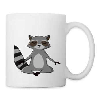 Waschbär Yoga Geschenkidee - Tasse - Weiß - Rechts