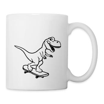 Dinosaur Skateboard Drôle d’idée cadeau - Mug blanc - blanc - Droite