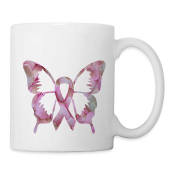 Band Schmetterlingsblume Brustkrebs Bewusstsein - Tasse - Weiß - Rechts