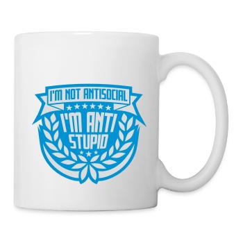 not antisocial anti stupid - Tasse - Weiß - Rechts