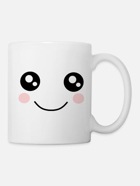 Kawaii, Augen, Gesicht - Tasse - Weiß