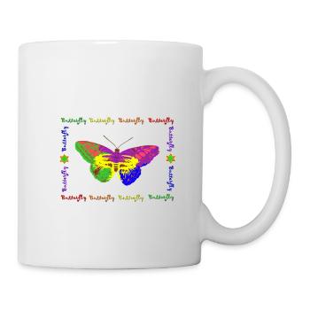 Arc-en-ciel - Papillon - Mug blanc - blanc - Droite