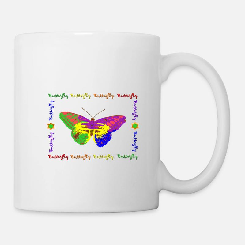 Rainbow - Butterfly - Tasse - Weiß