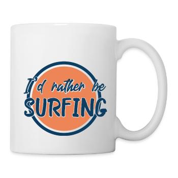 I'd rather be surfing, retro logo design - Mug - white - Right