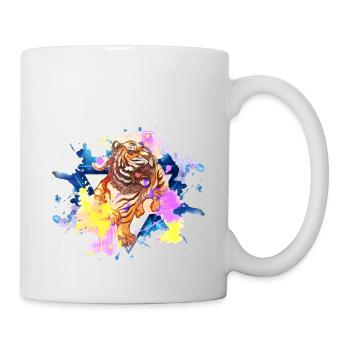Tiger Splash Grunge Colorful Animal Predator Art - Mug blanc - blanc - Droite