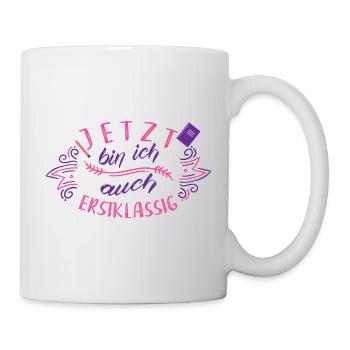Kinder Einschulung - Mädchen Schultüte - Vorfreude - Tasse - Weiß - Rechts