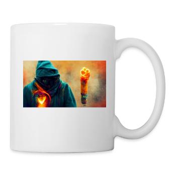 Vermummter mit Fackel - Tasse - Weiß - Rechts