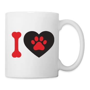 Cœur avec patte et os Idée cadeau pour l’amoureux du chien - Mug blanc - blanc - Droite