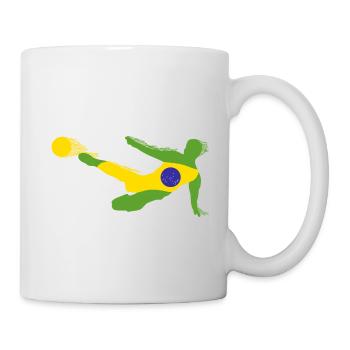 Football player in flames, flag Brazil - Mug - white - Right