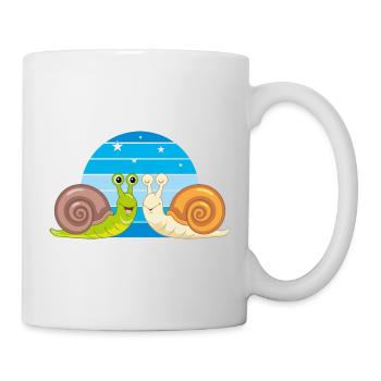 Two funny smiling snails - Mug - white - Right