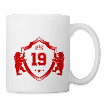 19 Zahl Wappen - Tasse - Weiß - Rechts