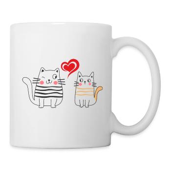 Valetine's Day Katzen Verliebte Paare Valentinstag - Tasse - Weiß - Rechts