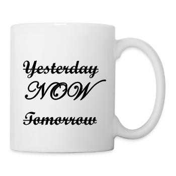 Maintenant ici Idée cadeau hier matin - Mug blanc - blanc - Droite