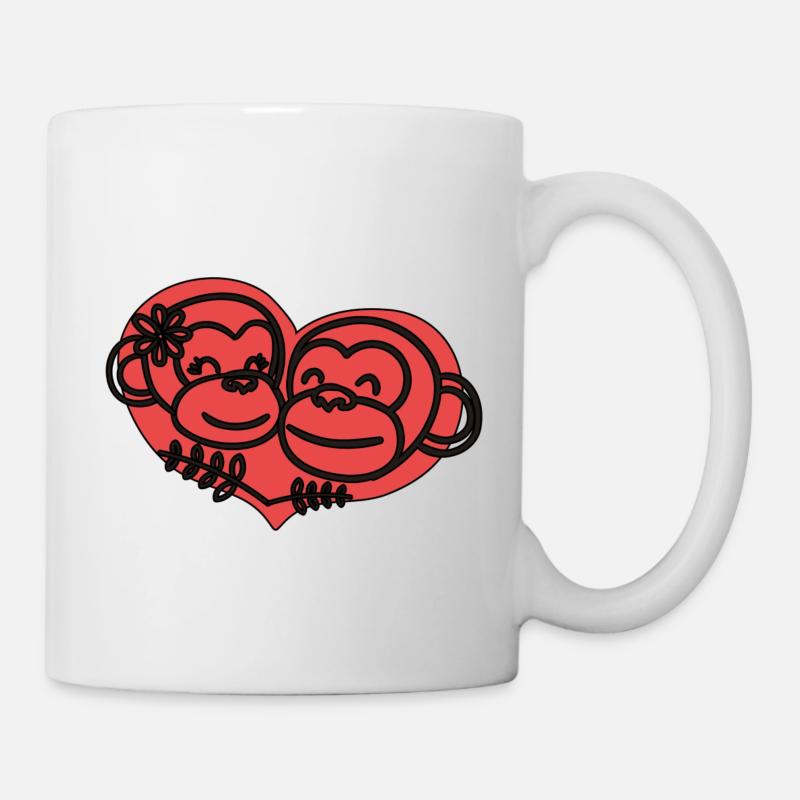 Herz Affen - Tasse - Weiß