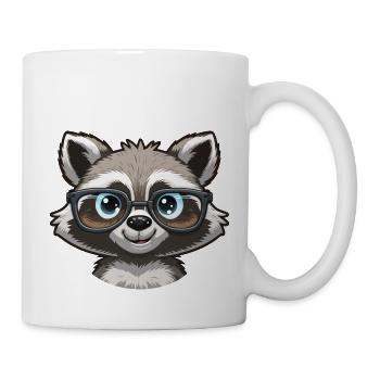 Mignon raton laveur mignon avec des lunettes - Mug blanc - blanc - Droite