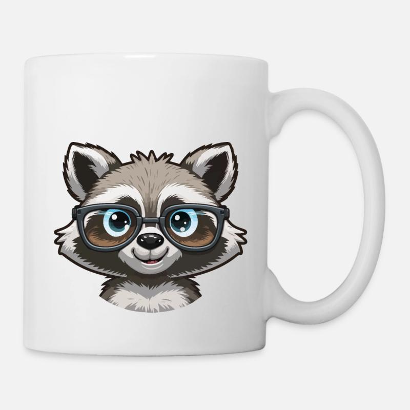 Niedlicher süßer Waschbär mit Brille - Tasse - Weiß
