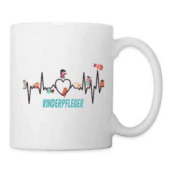 Kinderpfleger mit Herz Herzlinie Kinderpflegerin - Tasse - Weiß - Rechts