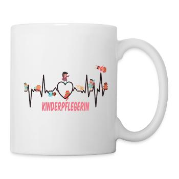 Kinderpflegerin mit Herz Herzlinie Kind Krippe Fun - Tasse - Weiß - Rechts