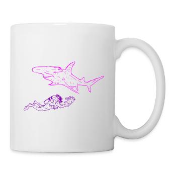 Hai mit Kamerataucher pink - Tasse - Weiß - Rechts