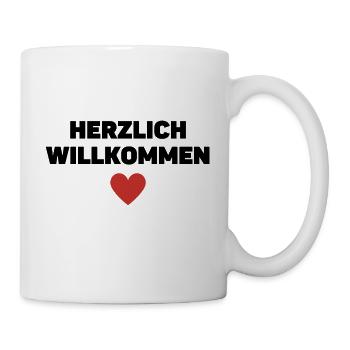 Herzlich Willkommen Lieblingsmensch Herz Liebe - Tasse - Weiß - Rechts