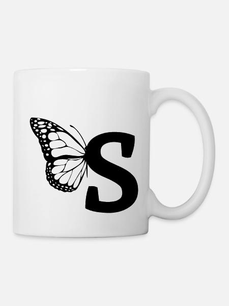 Buchstabe S Schmetterling - Tasse - Weiß