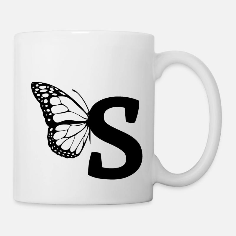 Buchstabe S Schmetterling - Tasse - Weiß