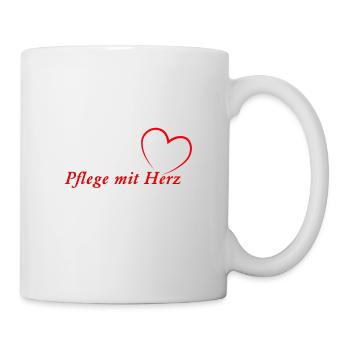 Pflege mit HERZ - Tasse - Weiß - Rechts