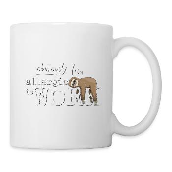 Allergic to labor grumpy sloth - Mug - white - Right