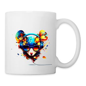 Colorful party mouse with headphones and sunglasses - Mug - white - Right