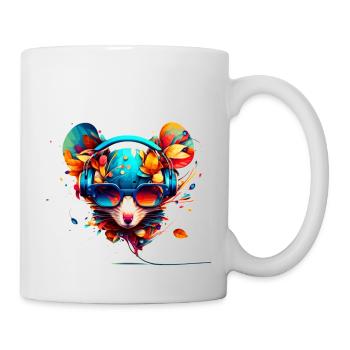 Freche Disco Maus macht Party mit Sonnenbrille - Tasse - Weiß - Rechts