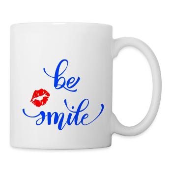 être souriant avec des lèvres qui s’embrassent - Mug blanc - blanc - Droite