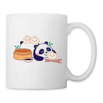 Panda mit Dim Sum - Tasse - Weiß - Rechts