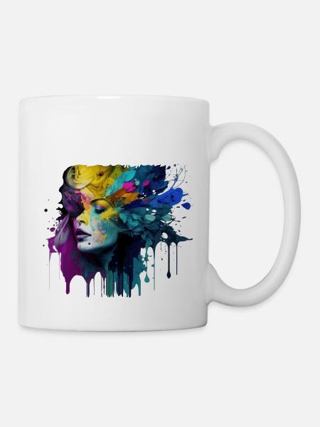 Frauengesicht Fantasy Geschenk - Tasse - Weiß