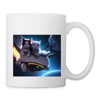 Katzen im Weltall Weltraum - Tasse - Weiß - Rechts