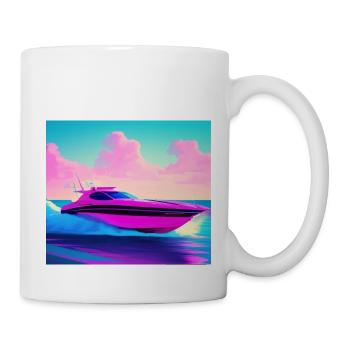 Sport boat retro 80s Miami Vice style - Mug - white - Right